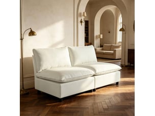 Canapé 2 places tcqpz 146 x 85 x 78 cm sans accoudoirs tissu crème