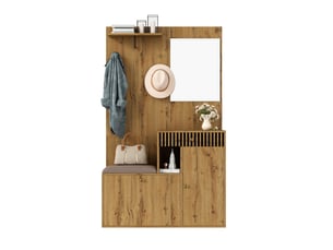Ensemble dressing compact pour couloir – miroir, armoire, étagère, panneaux d'entrée, meuble à chaussures 110×185,5×37