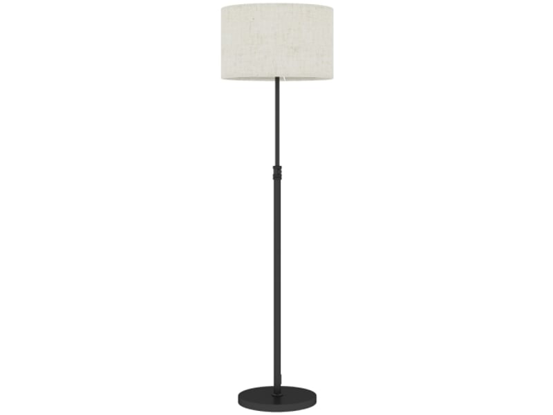  Lampadaire réglable en hauteur, métal noir, abat-jour en tissu, télécommande, variateur, interrupteur au pied  - Conforama A