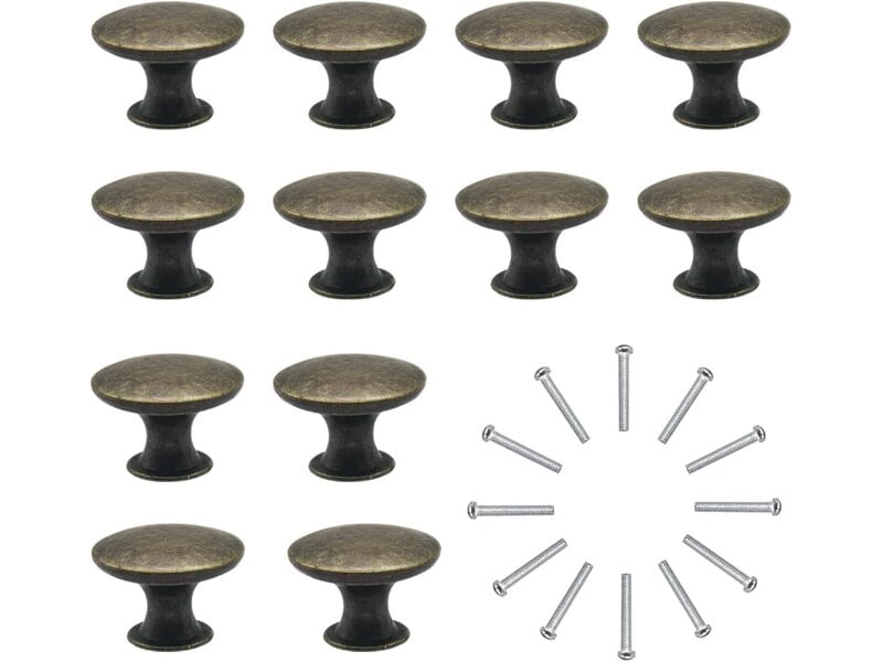 Jeu de 12 tirettes vintage en bronze ancien de 30 mm, poignées pour tiroirs, cuisine et meubles - Conforama A