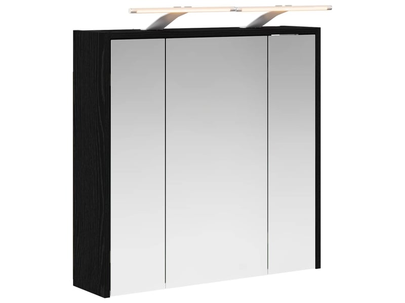  Armoire miroir salle de bain, meuble de rangement chêne noir 63.5x16x62.5 cm shl9681  - Conforama A