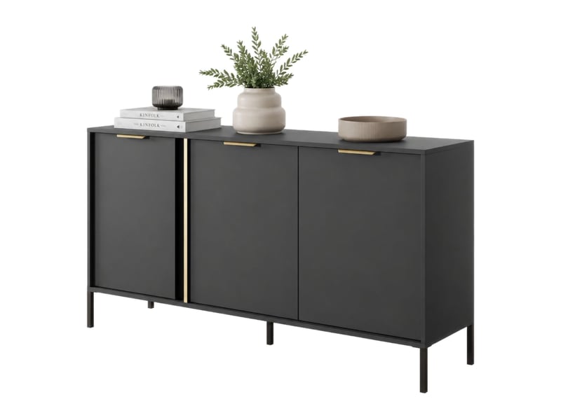  Buffet hamagami, buffet 3 étagères, 153x40x81h cm noir Hamagami - Conforama A