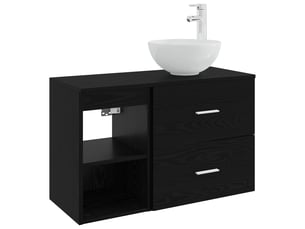 Ensemble de mobilier de salle de bain 2 pc chêne noir cf64106