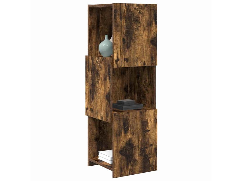  Meuble d'angle, meuble de rangement salon 30,5x30x95cm bois d'ingénierie chêne fumé  - Conforama C