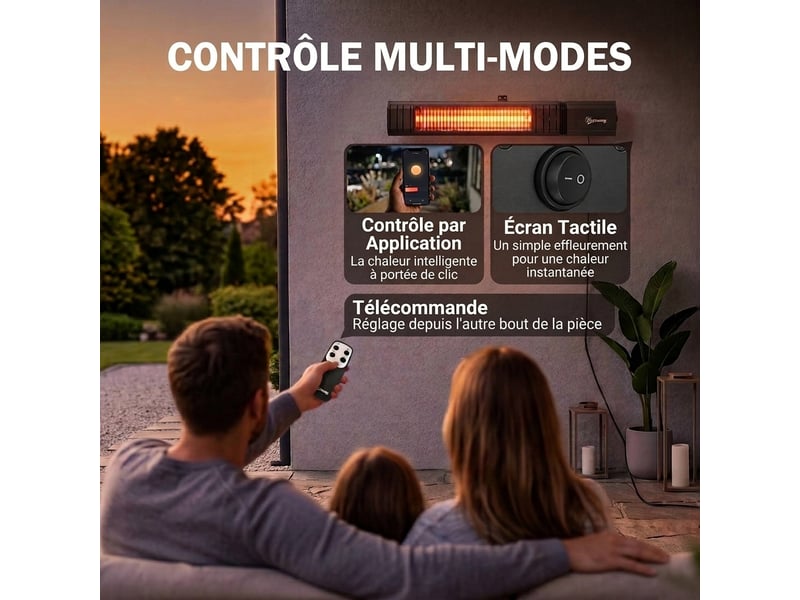  Chauffage infrarouge mural 2000w en fibre de carbone avec contrôle wifi  - Conforama D