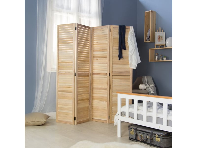  Paravent 4 panneaux en bois - modèle 338b clair 1248 - Conforama B