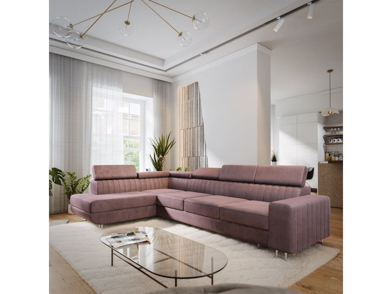  Canapé d'angle hestion, velours bruyère  - Conforama B