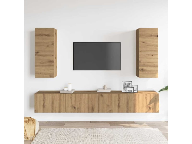 Ensemble de meuble tv - banc tv - meuble de rangement mural 4 pcs chêne artisanal  - Conforama C