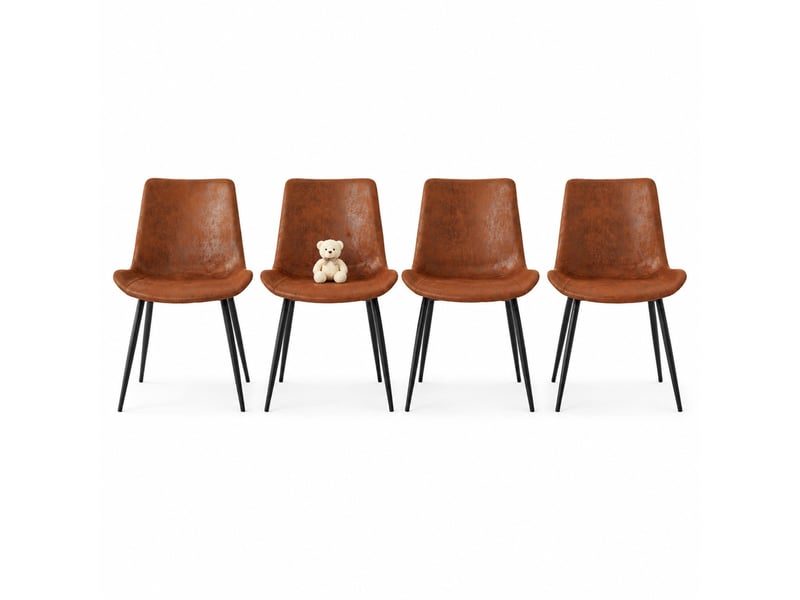 Lot de 4 chaises de salle à manger,50x47x83 cm,tissu technique,marron et noir - Conforama A