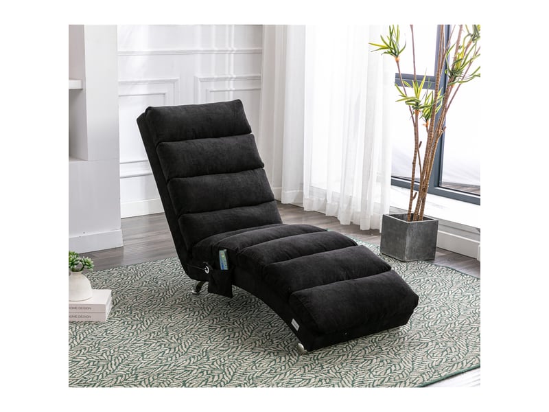  Fauteuil relax en lin noir, vibration douce, dossier ergonomique 140°, soutien complet du corps pour salon  - Conforama B
