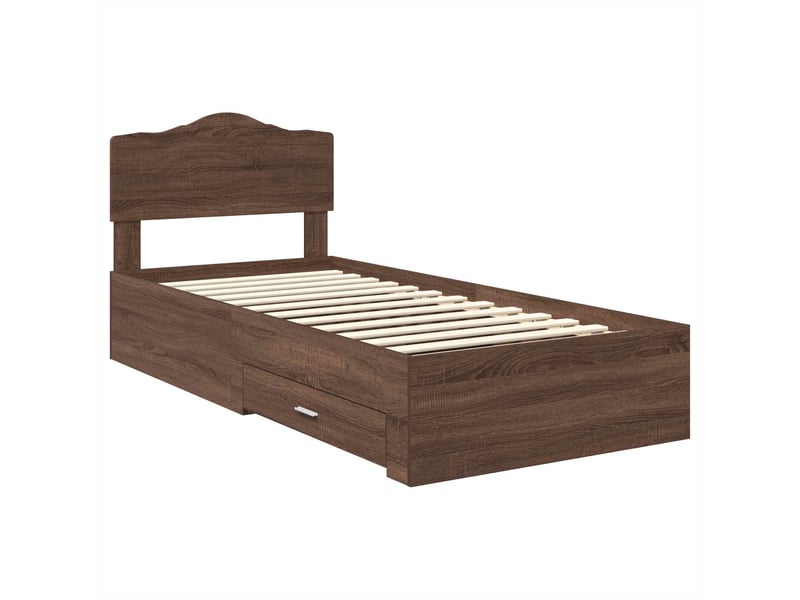 Lit simple- lit adulte - cadre de lit chêne brun 70 x 190 cm bois d'ingénierie - Conforama C