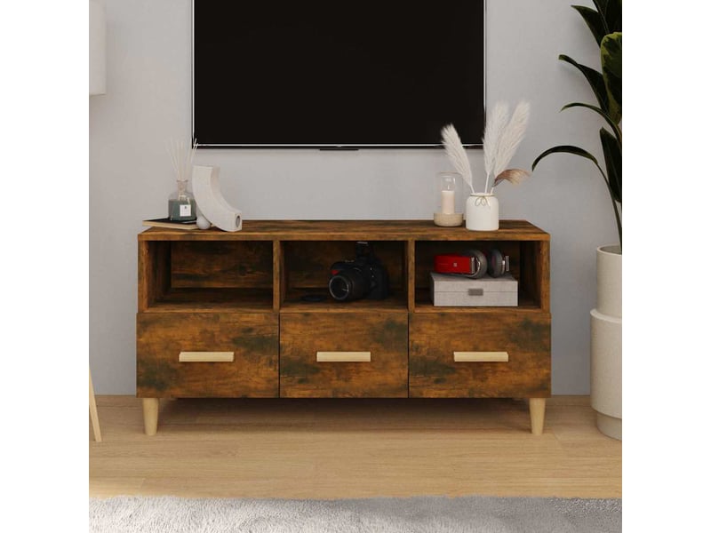  Meuble tv - banc tv - meuble de rangement chêne fumé 102x36x50 cm bois d'ingénierie  - Conforama B