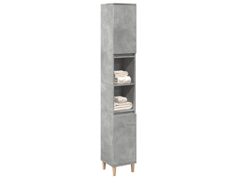  Armoire de salle de bain, meuble de rangement gris béton 30x30x190 cm shl9960  - Conforama B