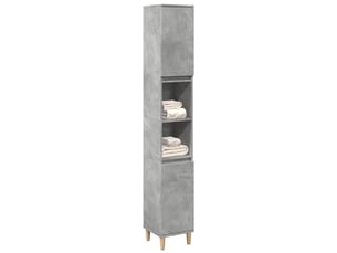 Armoire de salle de bain, meuble de rangement gris béton 30x30x190 cm shl9960