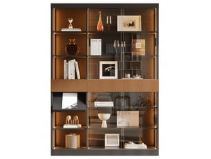 Vitrine coloris noir 4 étagère(s) <strong>SAPGAKS</strong> <strong></strong> - 120 cmx180 cm