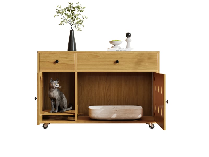  Meuble cache-litière avec rangement, maison de toilette discrète, naturel, 100 x 45 x 66 cm, mdf Fay Lum - Conforama A