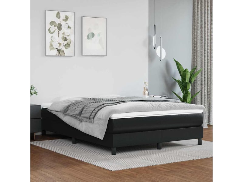  Matelas de lit à ressorts ensachés fermeté moyenne noir 140x190x20cm similicuir  - Conforama B