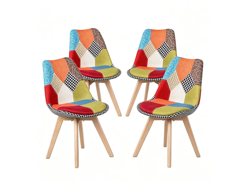  Chaises de salle à manger lot de 4 modernes avec siège rembourré et pieds bois élégants  - Conforama D