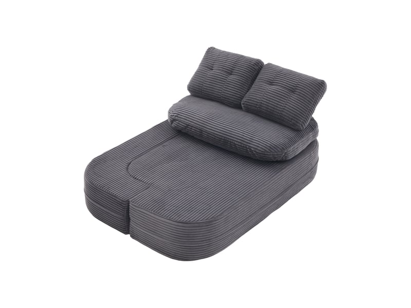  Canapé convertible, canapé-lit – en velours tricoté, accoudoirs réglables, gris foncé, avec accoudoirs, assise profonde, porte-gobelets  - Conforama B