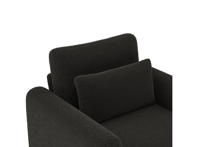  Canapé 1 place en teddy gris foncé avec coussin épais et accoudoirs, assise haute densité 87x83x88,5 cm  - Conforama R