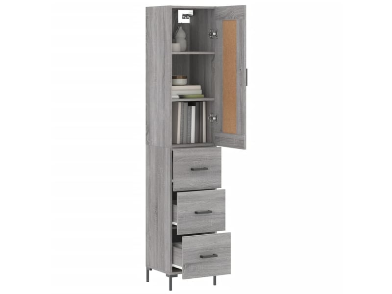  Buffet haut - bahut - meuble de rangement sonoma gris 34,5x34x180 cm bois d'ingénierie  - Conforama C