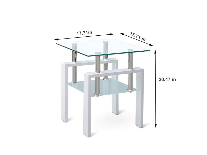  Lot de 2 bouts de canapé en verre trempé transparent à 2 niveaux  - Conforama E