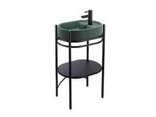 Meuble simple vasque lucia sur pieds 55cm métal noir et vasque béton
