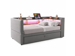 Lit extensible 90x190 cm coloris gris