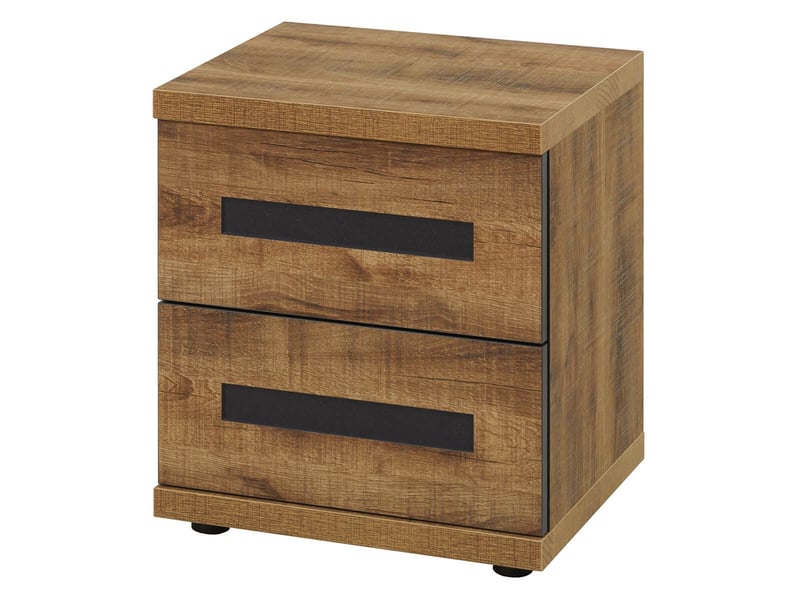  Chevet 2 tiroirs aspect chêne artisan et graphite - andes ANDES - Conforama A