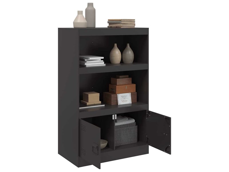  Buffet - bahut - meuble de rangement noir 67x39x107 cm acier  - Conforama D