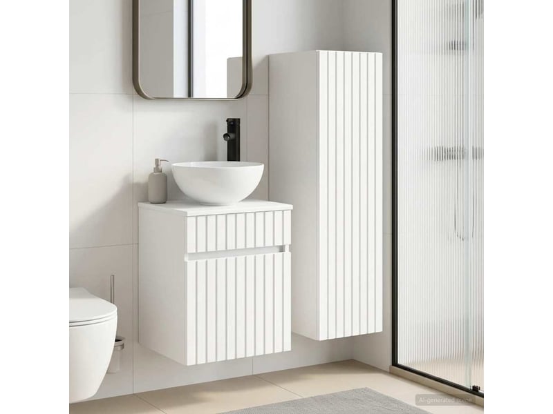  Ensemble de mobilier de salle de bain 2 pcs blanc shl1140  - Conforama B