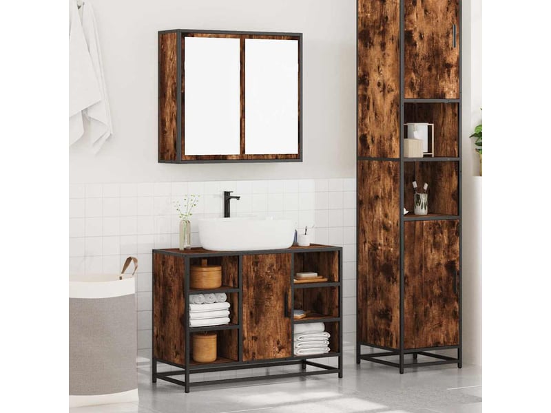 Ensemble de meubles de salle de bain 2 pcs chêne fumé cf63585 - Conforama C