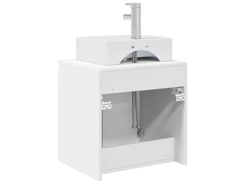  Vanité de lavabo mural, meuble de rangement blanc brillant 49.5x41x62.5 cm  - Conforama E