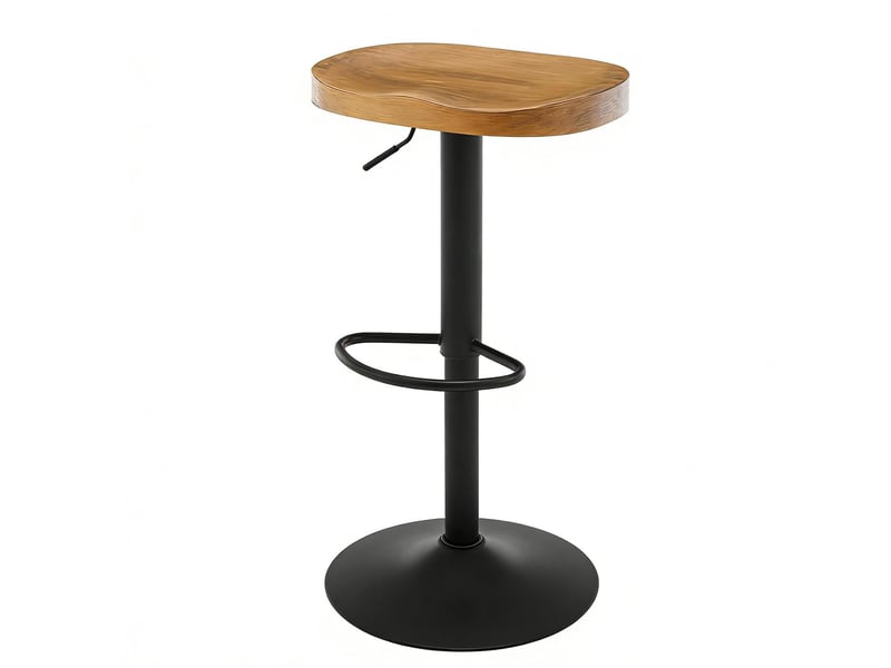  Tabouret de bar pivotant et réglable en hauteur, bois et métal, finition bois  - Conforama A
