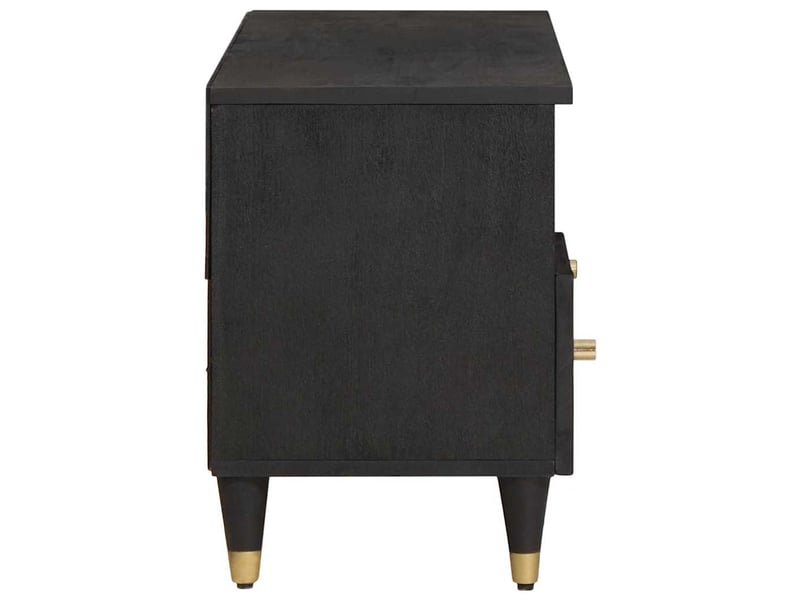  Meuble tv - banc tv - meuble de rangement noir 100 x 33 x 46 cm bois de mangue massif  - Conforama D