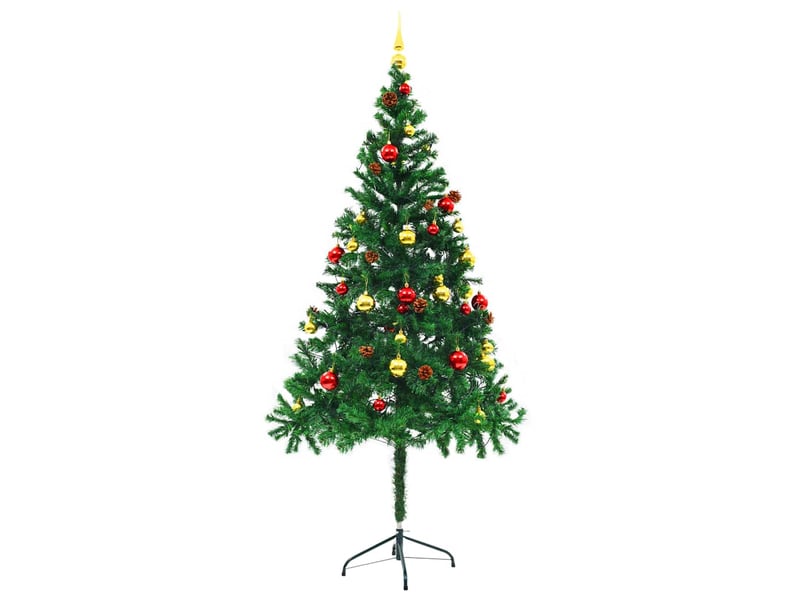  Sapin de noël - arbre de noël artificiel pré-éclairé avec boules vert 180 cm  - Conforama E