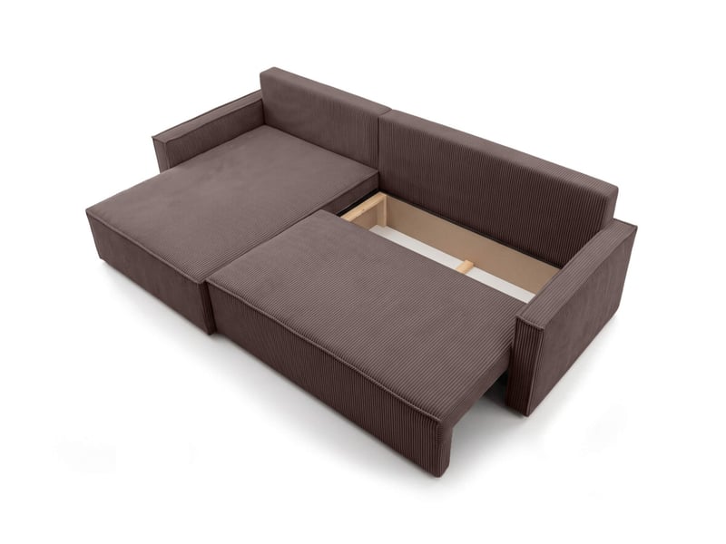  Farah - canapé d'angle max réversible et convertible 5 places accoudoirs slim en velours côtelé  - Conforama D