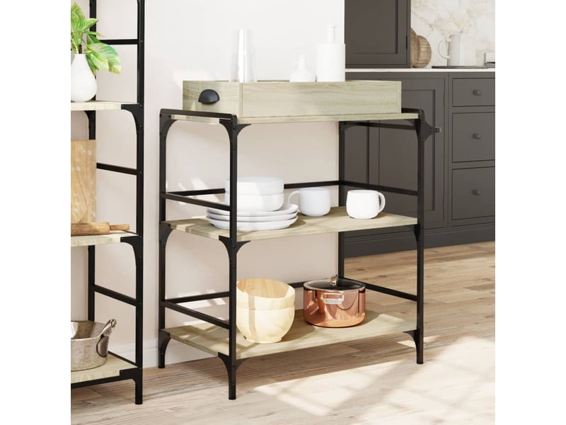  Desserte de cuisine, chariot de rangement chêne sonoma 81,5x41x92,5 cm bois ingénierie  - Conforama D