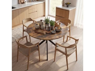 Table de salle à manger pour 4 personnes avec pieds en x, style industriel, pour cuisine, bois, marron rustique