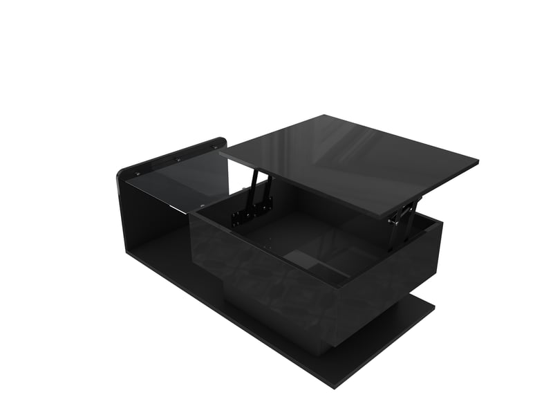  Table basse relevable avec espace ouvert et rangement caché et led, en panneaux de particules, noir 100 × 50 × 33 cm - uvrion  - Conforama A