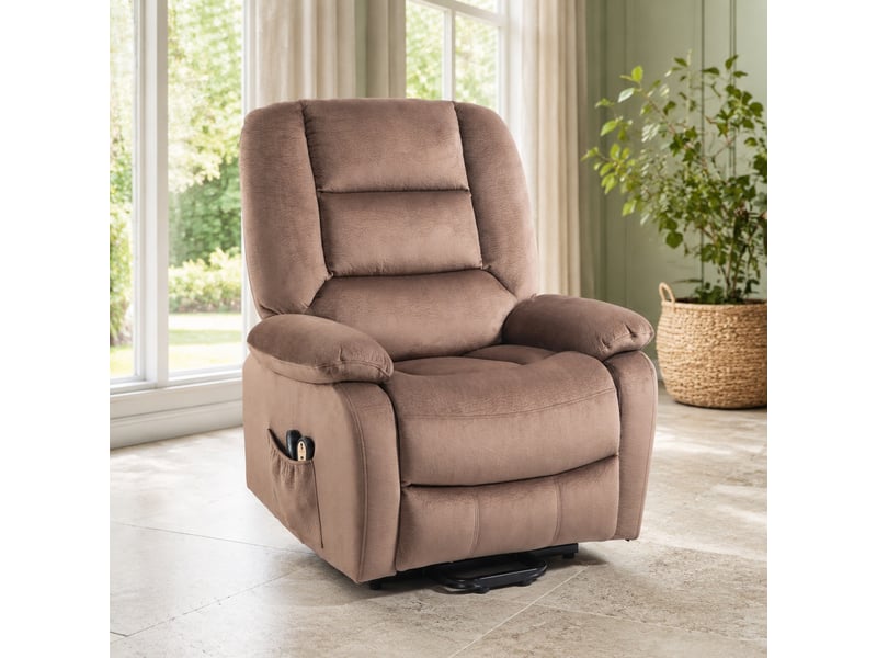  Fauteuil relax électrique marron avec aide au lever, massage et chaleur 90x93x110 cm  - Conforama D