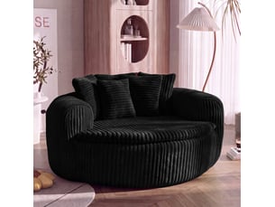 Fauteuil fixe <strong>DESMIU</strong> <strong></strong> Velours côtelé noir vendu A l'unité