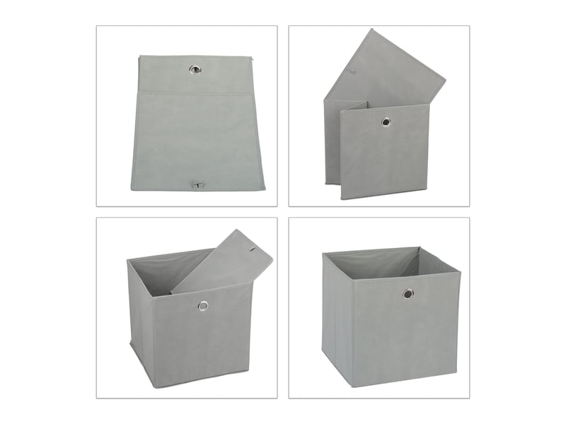  Lot de 4 bacs de rangement pliables pratiques chambre salon 30 x 30 x 30 cm en tissu gris 13_0014537  - Conforama C