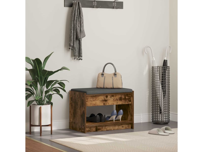  Banc d'entrée, banc interieur chêne fumé 63x38x45 cm  - Conforama B