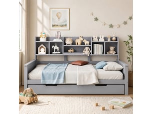 Lit gigogne 90x200 cm HAVRYA coloris gris