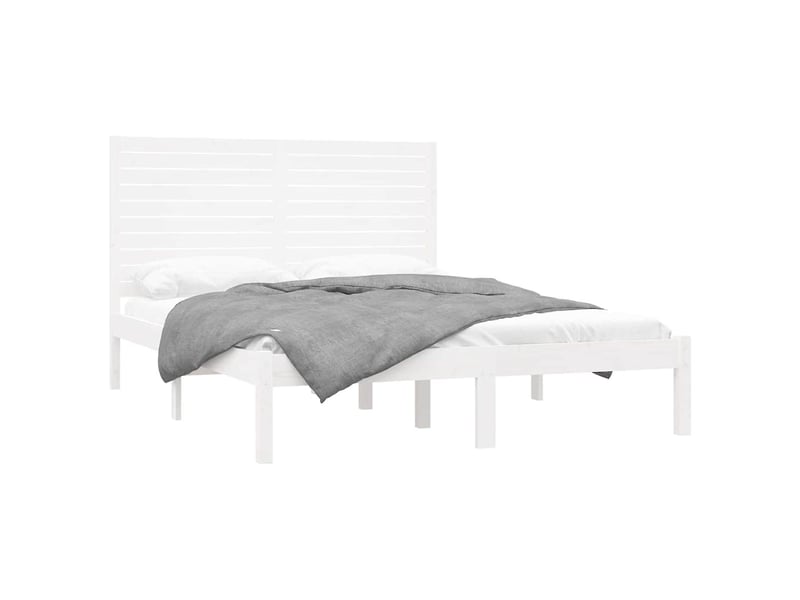  Lit double- lit adulte -  cadre de lit sans matelas blanc 140x200 cm bois massif  - Conforama B