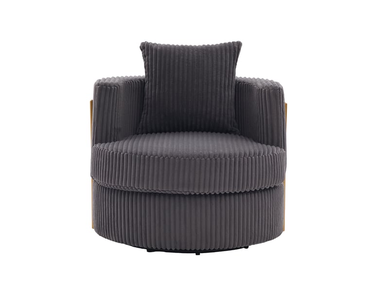 Lot de 2 fauteuils 1 place - 76 x 79 x 78 cm - fauteuils tournants 360° en cord avec coffre de rangement et coussins - gris - Conforama A