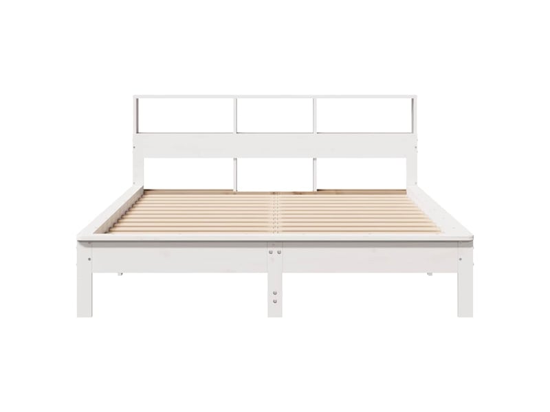  Lit double- lit adulte -  cadre de lit sans matelas blanc 160x200 cm bois de pin massif  - Conforama C