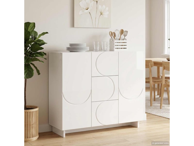 Buffet - bahut - meuble de rangement blanc brillant 85,5 x 31 x 75 cm bois d'ingénierie - Conforama B