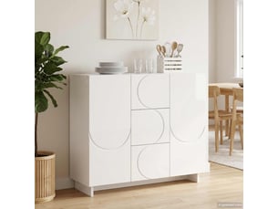 Buffet - bahut - meuble de rangement blanc brillant 85,5 x 31 x 75 cm bois d'ingénierie